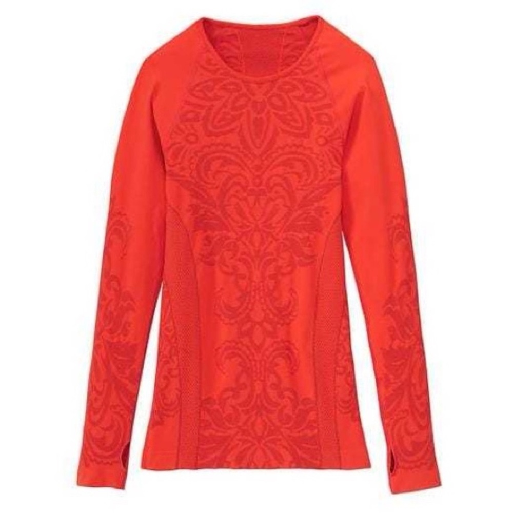 Athleta Long Sleeve Twist Top Graphic Red Size XS